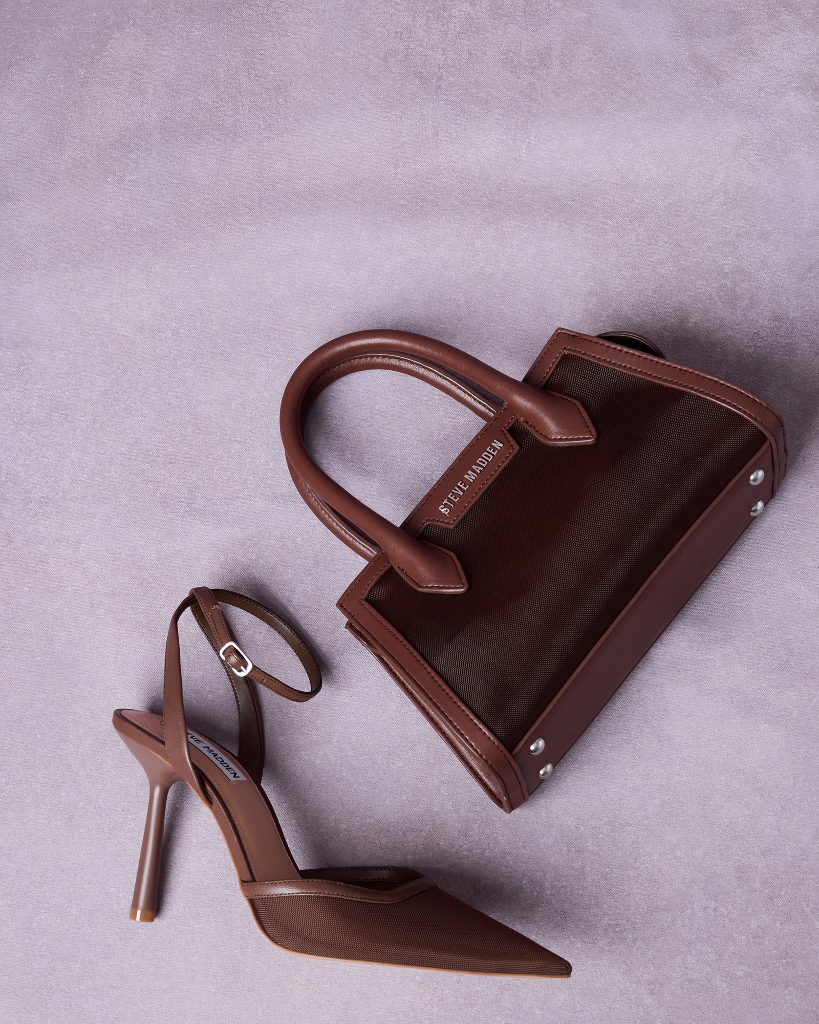 ALLIANCE HEEL AND PEACHY BAG BROWN MESH BUNDLE