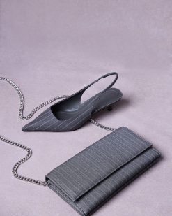 KITTIE HEEL AND JULIANA BAG GRAY PINSTRIPE BUNDLE