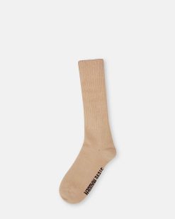 SLOUCHY RIBBED CREW SINGLE TAN