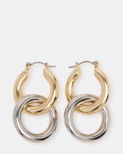 TWO-TONE HOOP EARRINGS SILVER MULTI