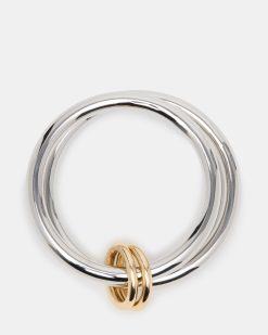 TWO-TONE BANGLE BRACELET SILVER MULTI