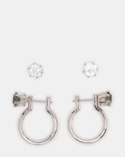 CRYSTAL EARRINGS SET BLACK/SILVER