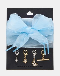 SHOE LACES AND CHARMS BLUE