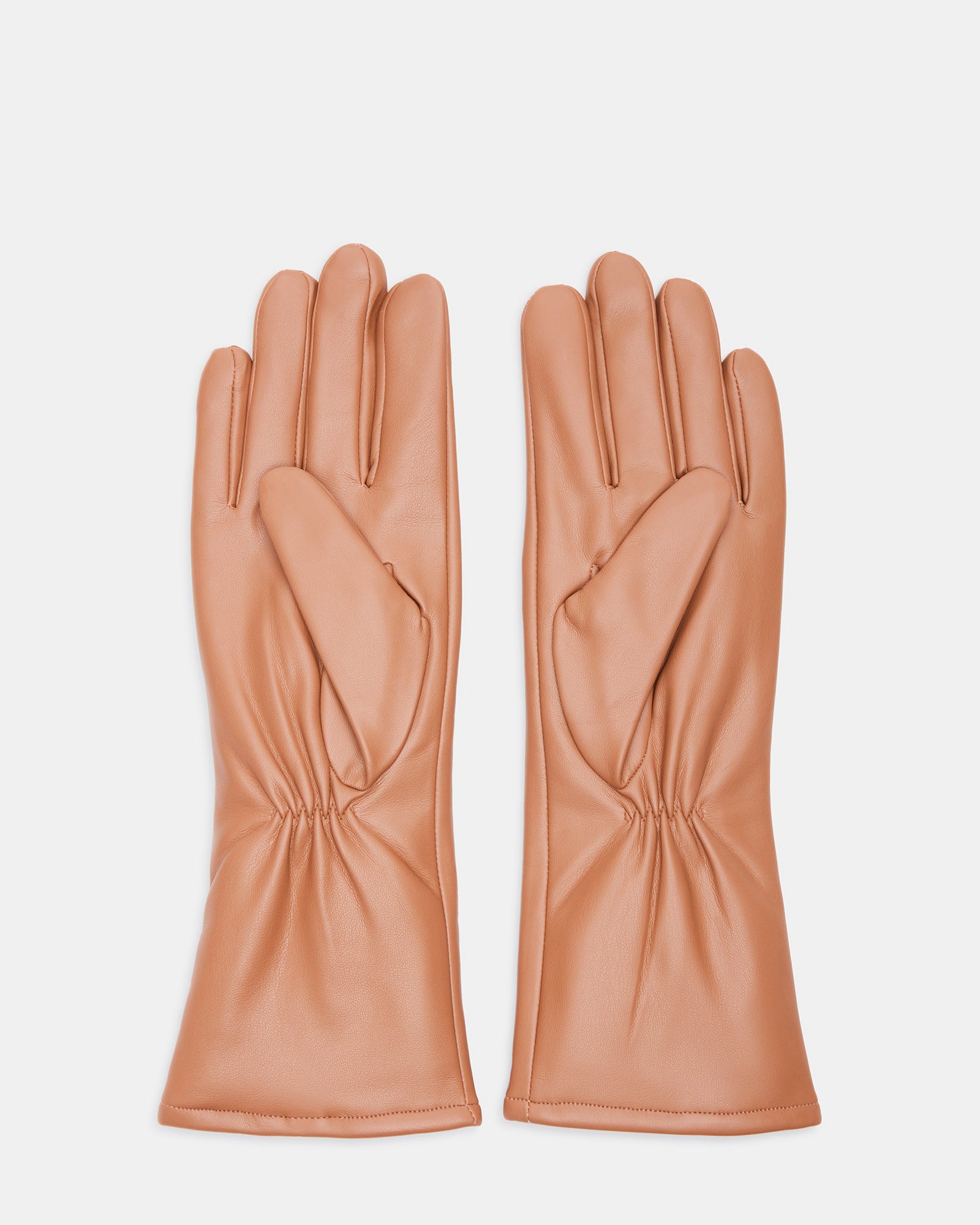 FAUX LEATHER FOREARM GLOVES TAN - Image 3