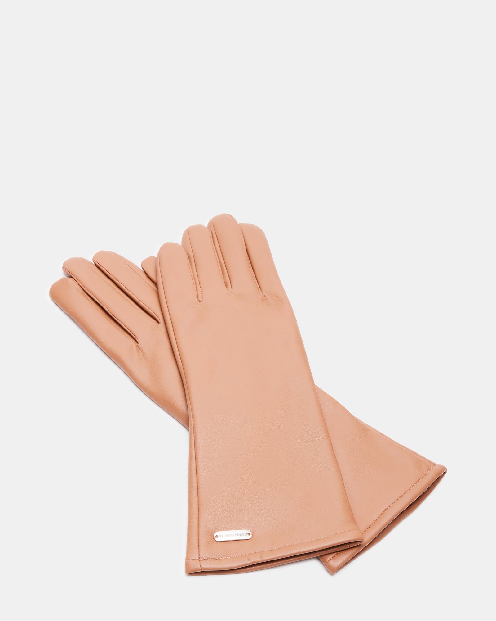 FAUX LEATHER FOREARM GLOVES TAN - Image 2