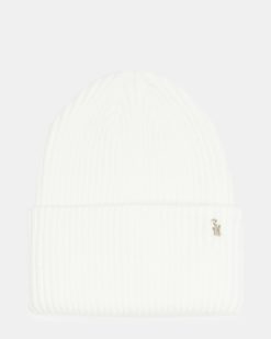 DOUBLE LAYER RIBBED KNIT BEANIE IVORY