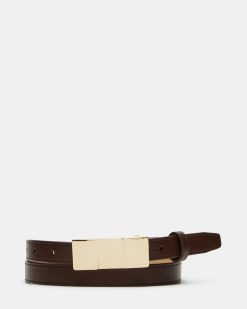 STACKED SQUARE BUCKLE BELT CHOCOLATE