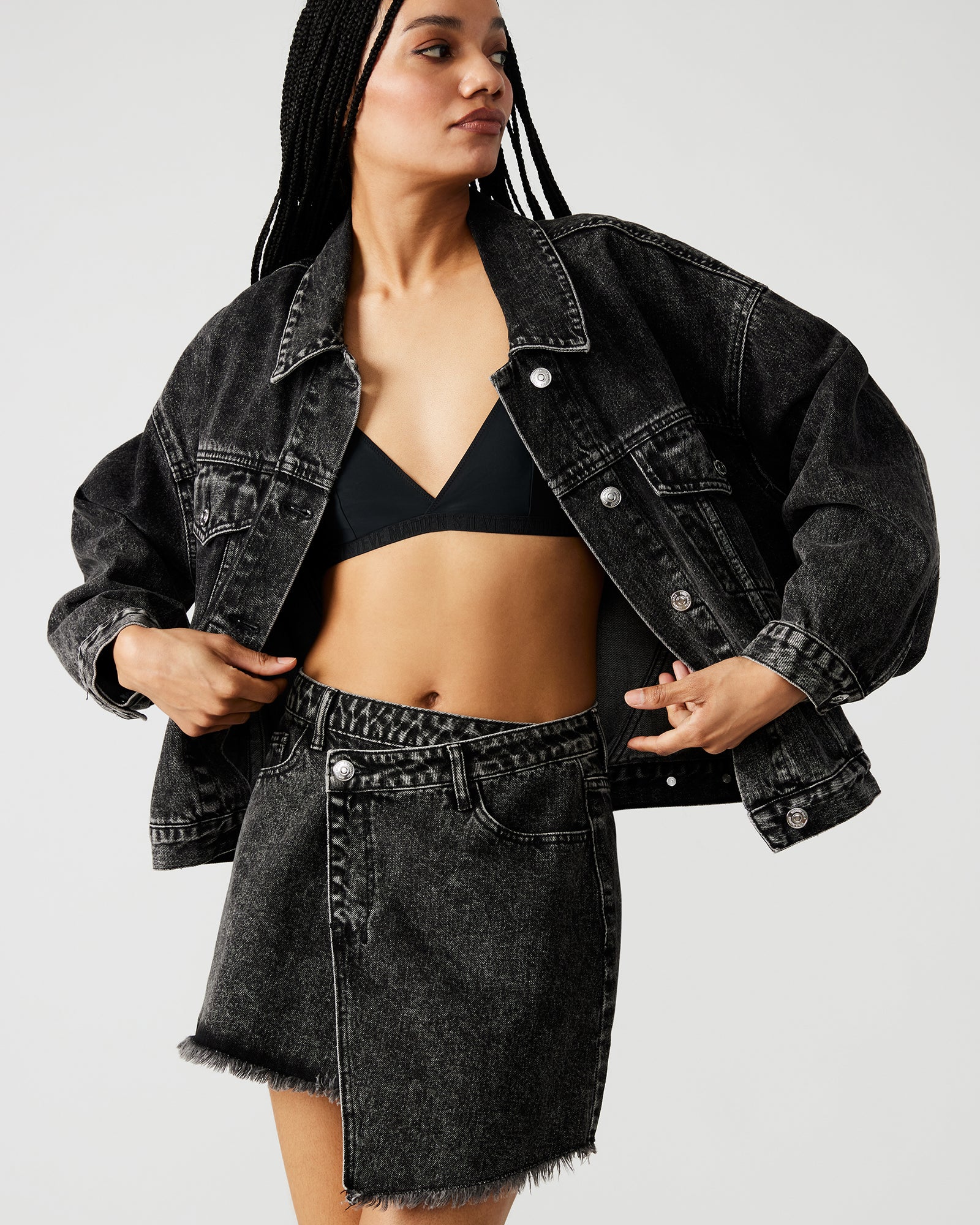 KYLA DENIM SKIRT BLACK - Image 5