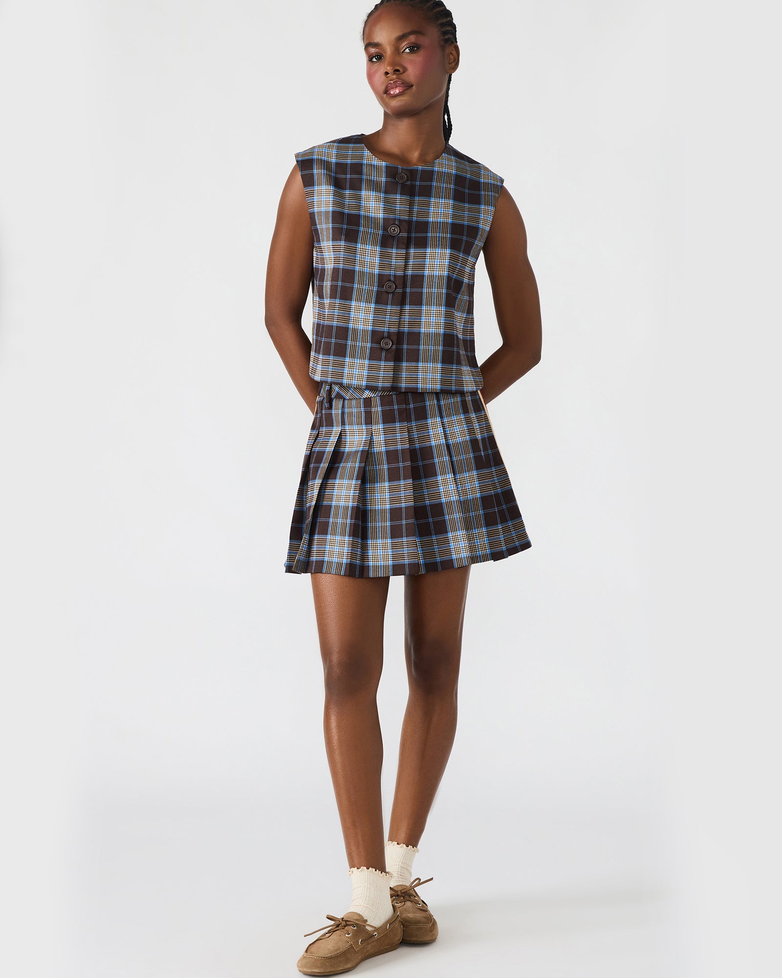 ALESSA TOP BROWN PLAID - Image 7