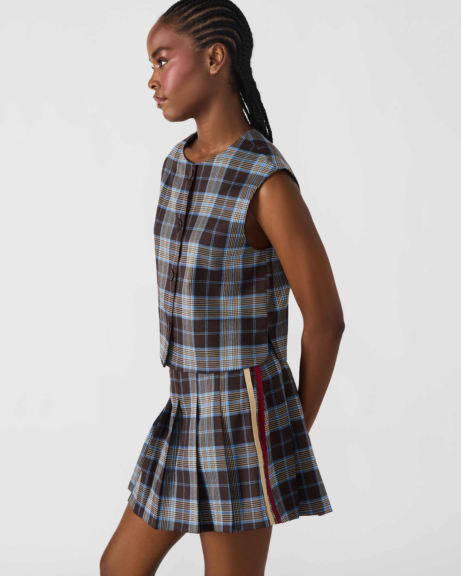 ALESSA TOP BROWN PLAID - Image 4