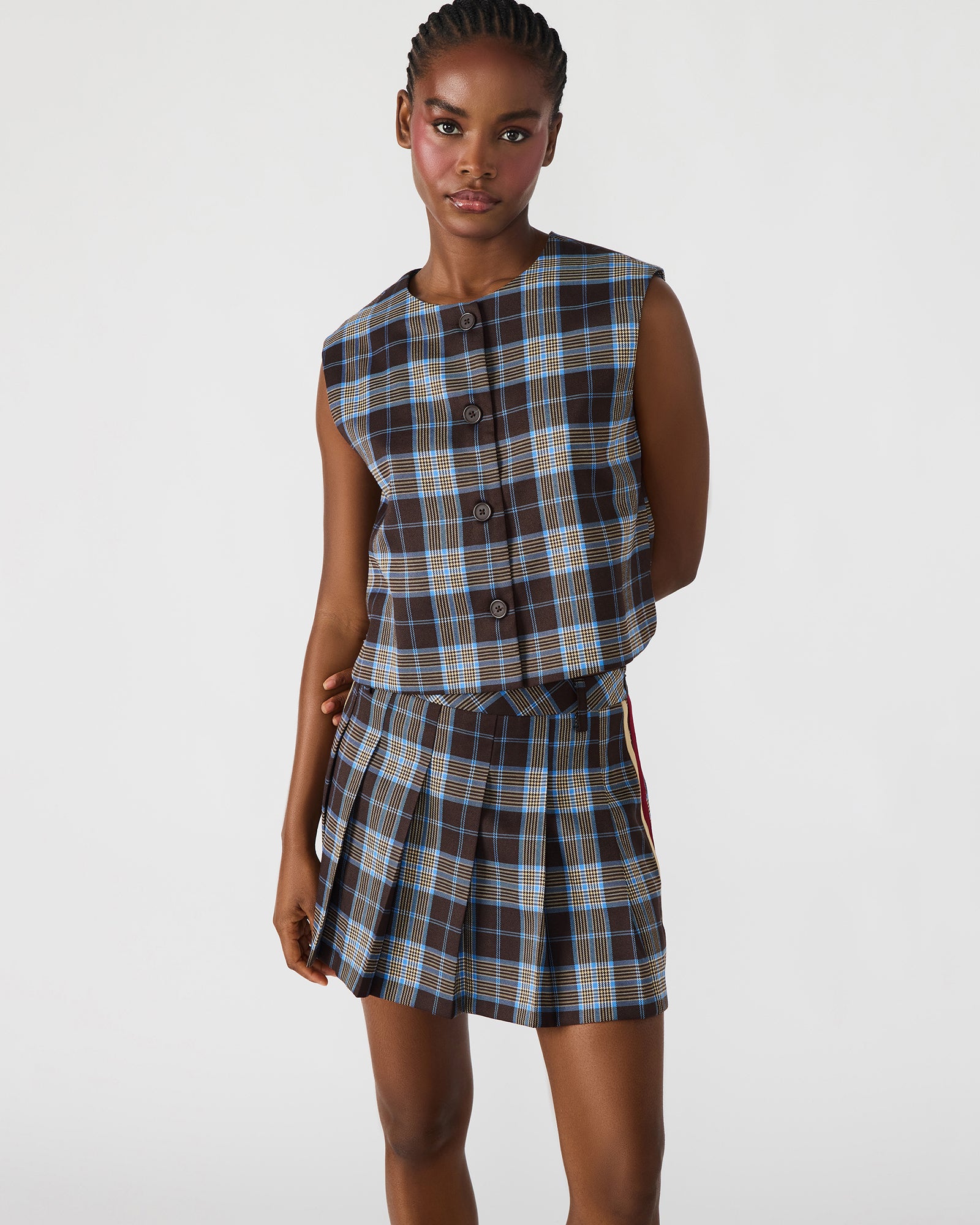 ALESSA TOP BROWN PLAID - Image 2