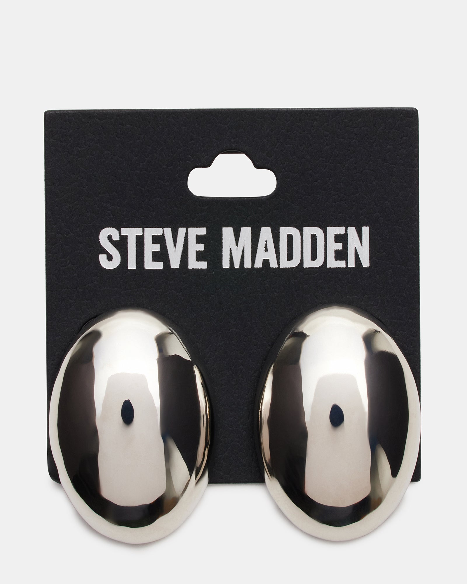 OVAL STUD EARRINGS SILVER - Image 3