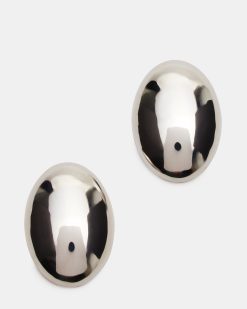 OVAL STUD EARRINGS SILVER
