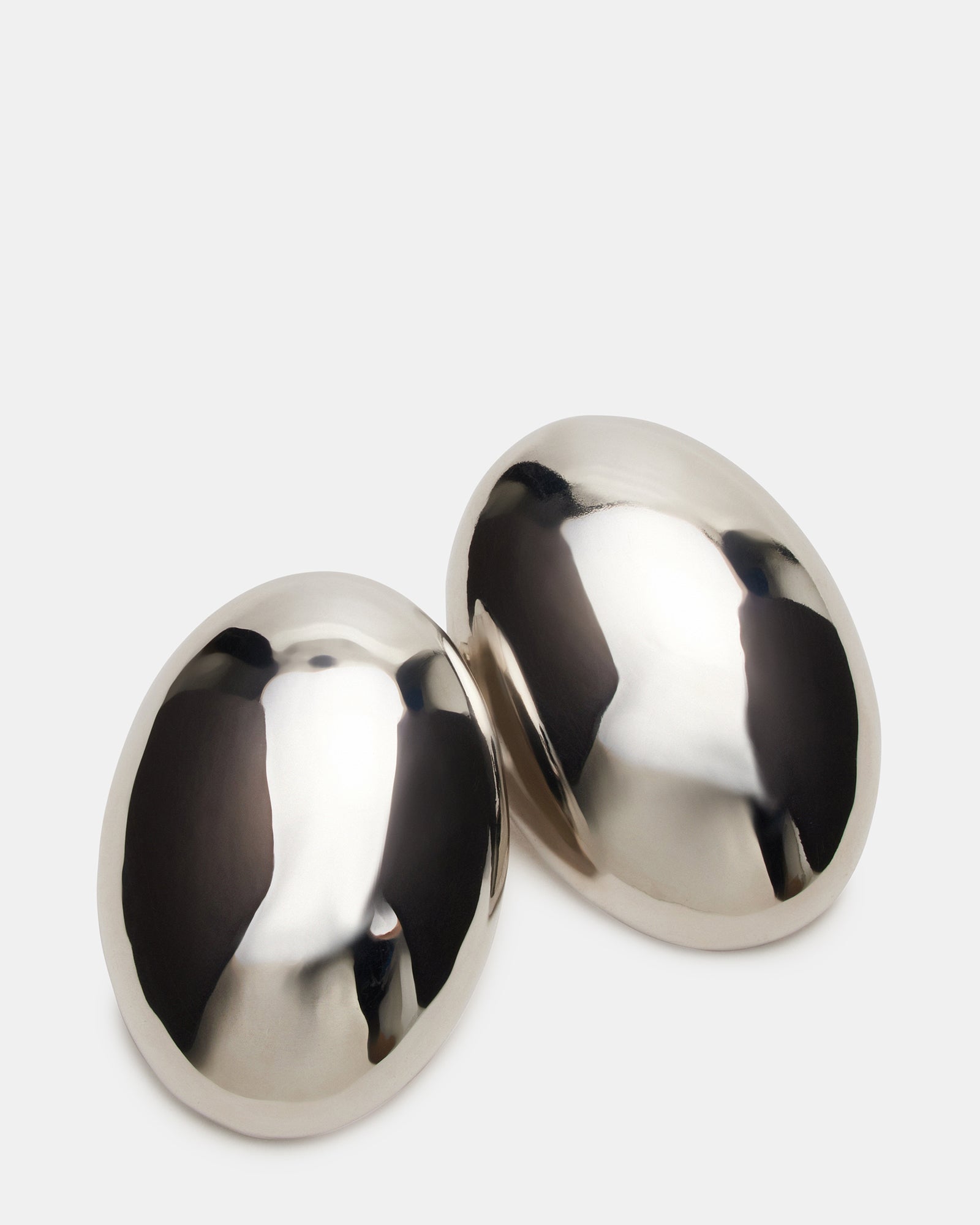 OVAL STUD EARRINGS SILVER - Image 2