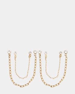 CRYSTAL CHAIN EARRINGS SET GOLD