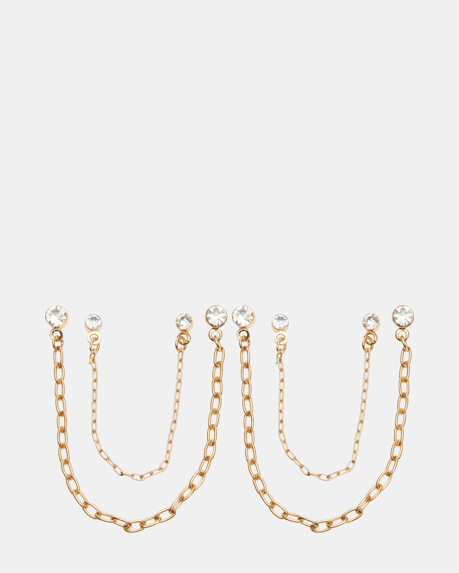 CRYSTAL CHAIN EARRINGS SET GOLD