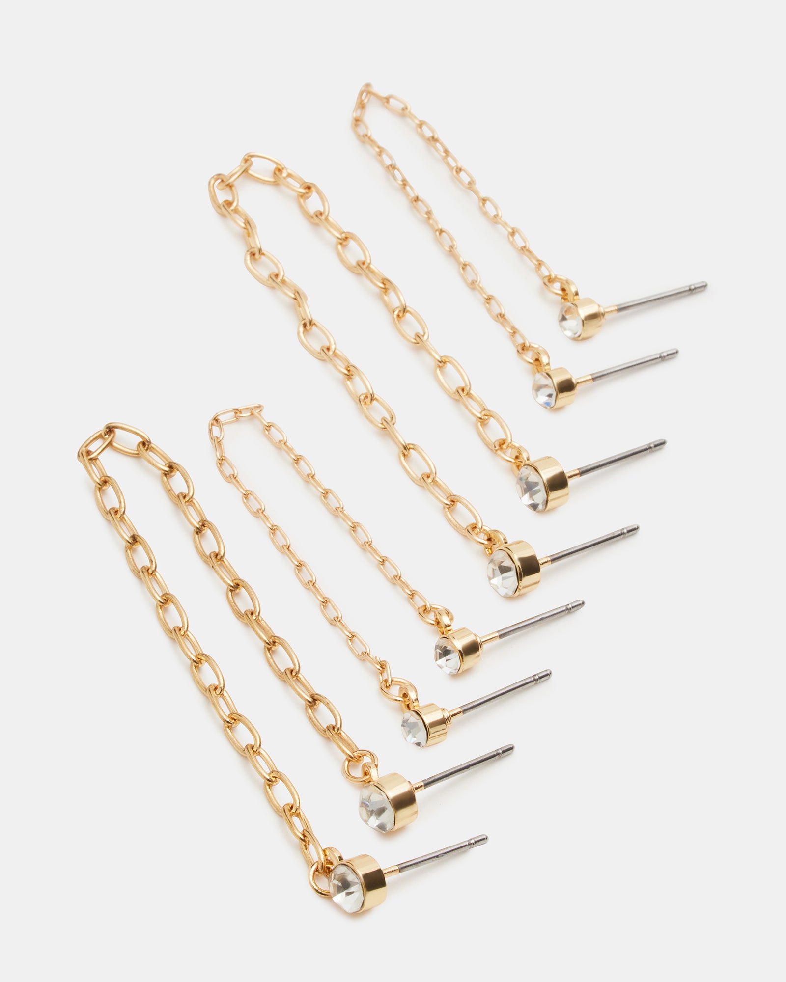 CRYSTAL CHAIN EARRINGS SET GOLD - Image 2