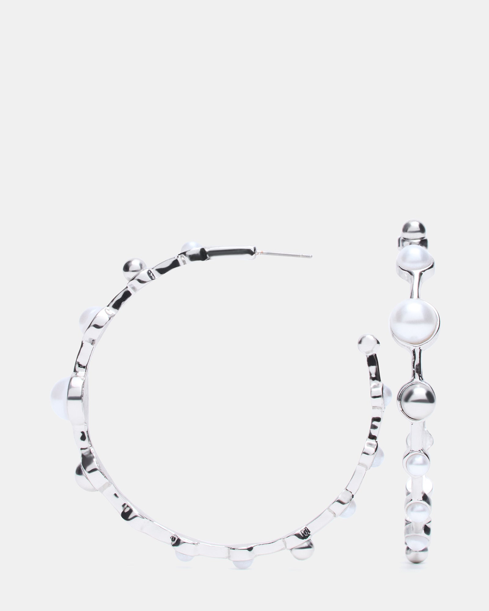 PEARL HOOP EARRINGS SILVER - Image 3