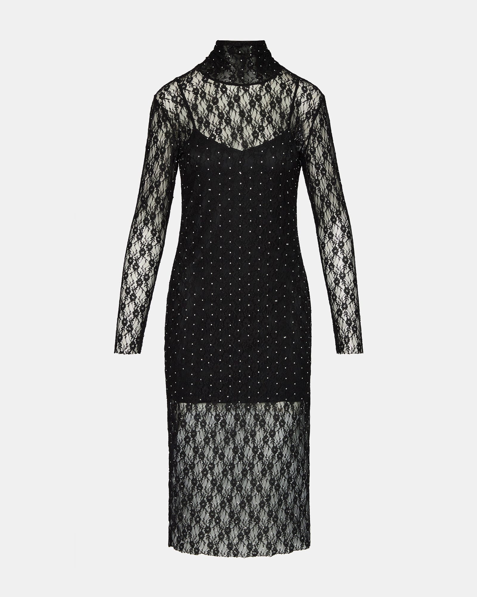 VIVIENNE STUDDED LACE DRESS BLACK - Image 7