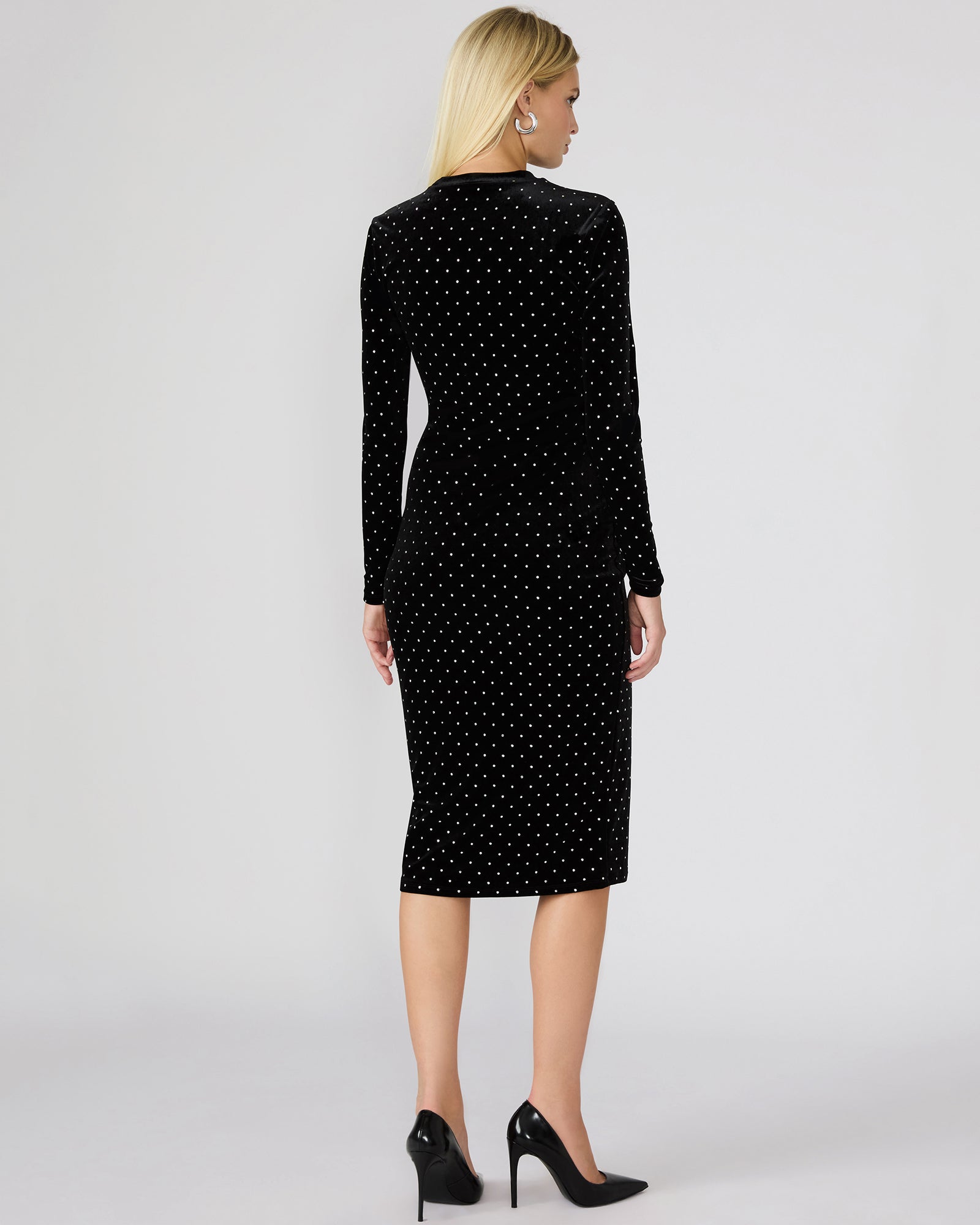 HAILEE STUDDED VELVET DRESS BLACK - Image 5