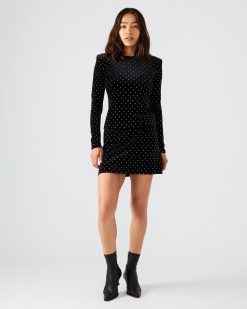 CINDI STUDDED VELVET SKIRT BLACK