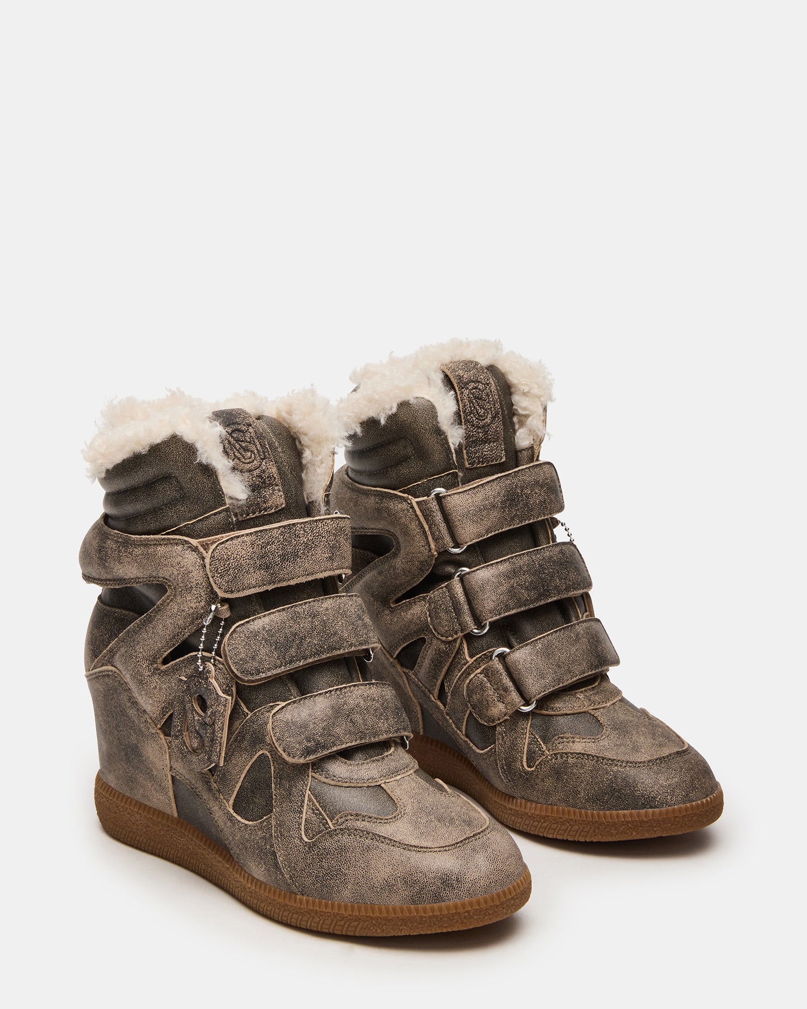 MAVIS FAUX FUR BROWN DISTRESSED - Image 2